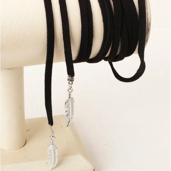 Silver Feather Charm Wrap Choker - Picture 5 of 5